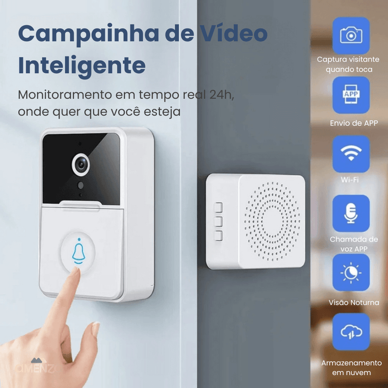 Campainha Sem Fio Inteligente Com Câmera e Áudio Wi-fi com [15% Desconto na Primeira Compra] + Frete Grátis