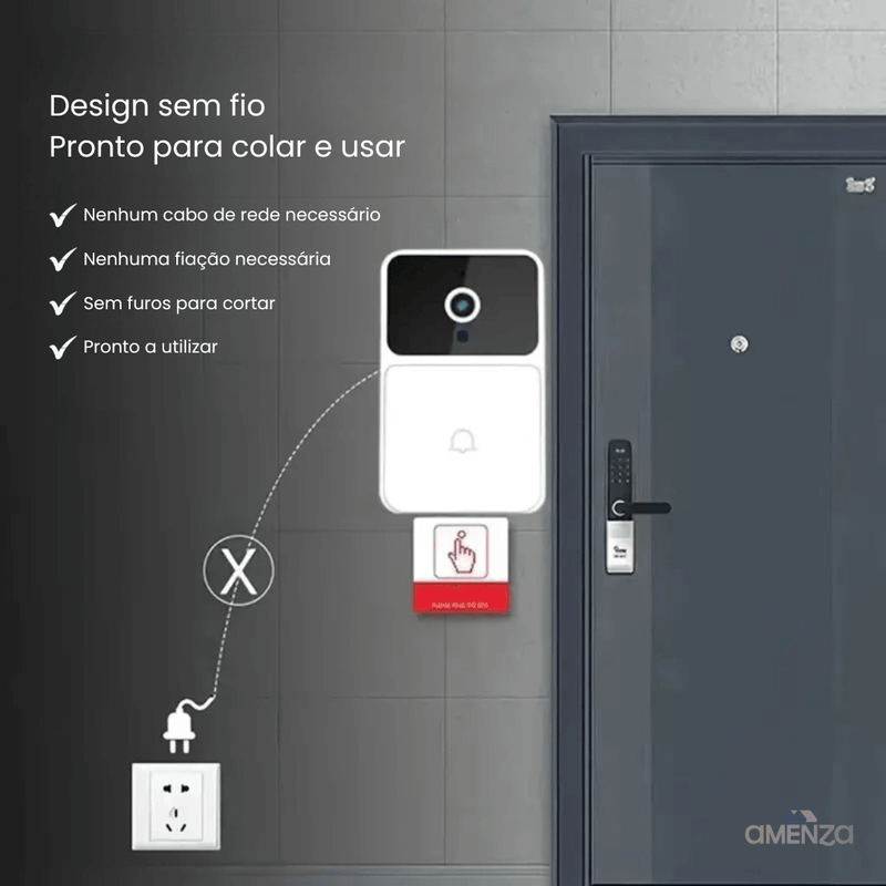 Campainha Sem Fio Inteligente Com Câmera e Áudio Wi-fi com [15% Desconto na Primeira Compra] + Frete Grátis