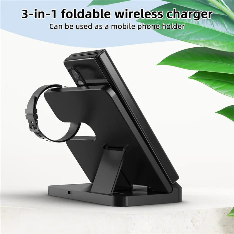 100W 3 in 1 Wireless Charger Stand For Samsung Fold 4 3 S22 Untra Galaxy Watch 5 4 3 Active 2/1 Buds Fast Charging Dock Station