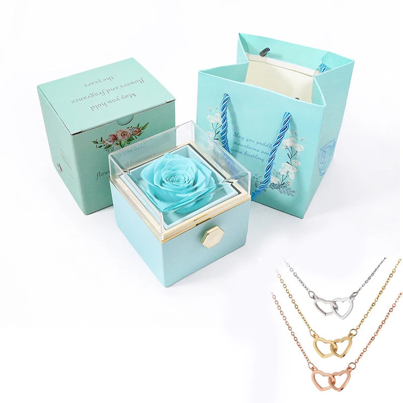 Rose Box with Engraved Necklace